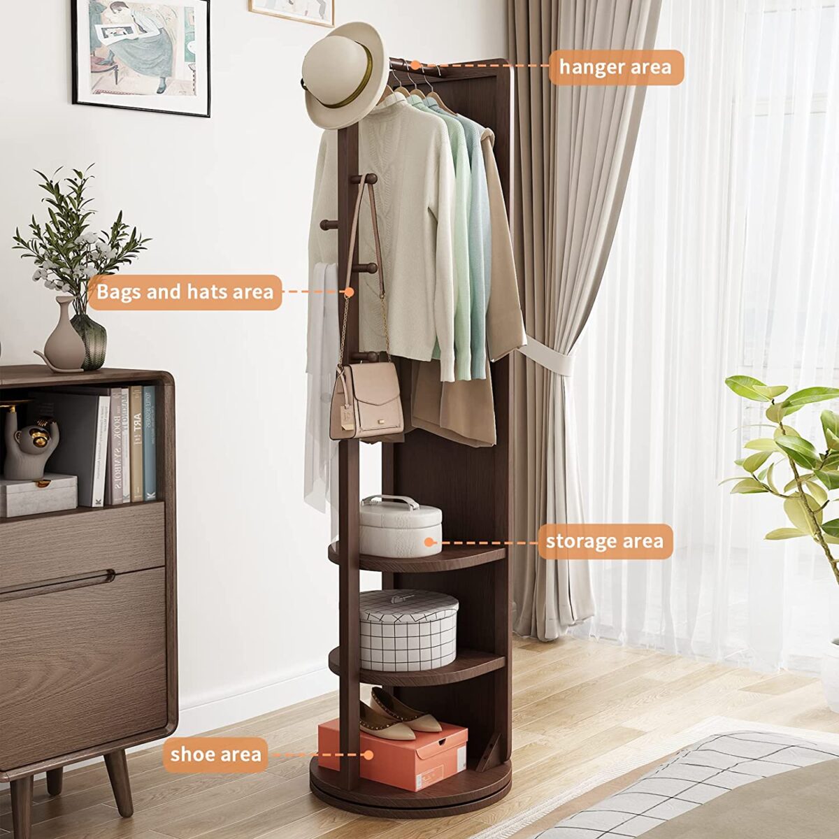 Coat Rack Rotating Full Mirror Floor - Image 2