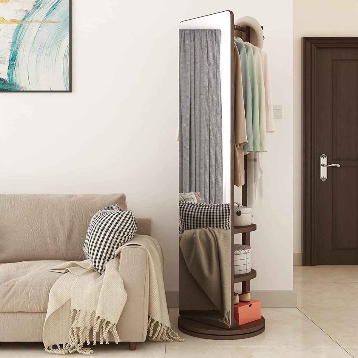 Coat Rack Rotating Full Mirror Floor - Image 7
