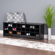 مقعد  Prepac 24 pair Shoe Storage Cubby Bench Multiple Finishesمقصورة لتخزين الأحذية 24 زوج