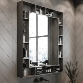 multi-shelf mirror مرايا برفوف داخليه مفتوحه اسود