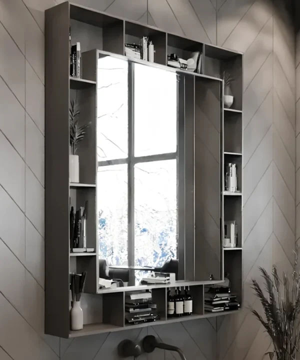 multi-shelf mirror مرايا برفوف داخليه مفتوحه اسود