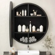 Gervon Wall Mounted Multifunction Cabinet Mirror منظم متعدد الاستخدمات بمرايا للادويه