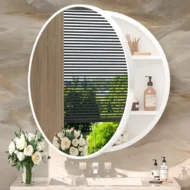 Gervon Wall Mounted Multifunction Cabinet Mirror منظم متعدد الاستخدمات بمرايا للادويه