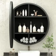 Gervon Wall Mounted Multifunction Cabinet Mirror منظم متعدد الاستخدمات بمرايا للادويه