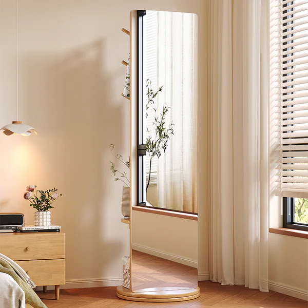 Pistka Stand Mirror with Hangers & Shelf With 360° swirl base بيستكا مرايا شماعه برف وقاعده متحركه