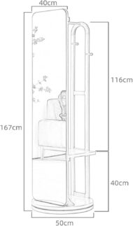 Flow Wooden Coat Rack 360° Rotating Full Body Mirror فلو شماعه ملابس بمرايا
