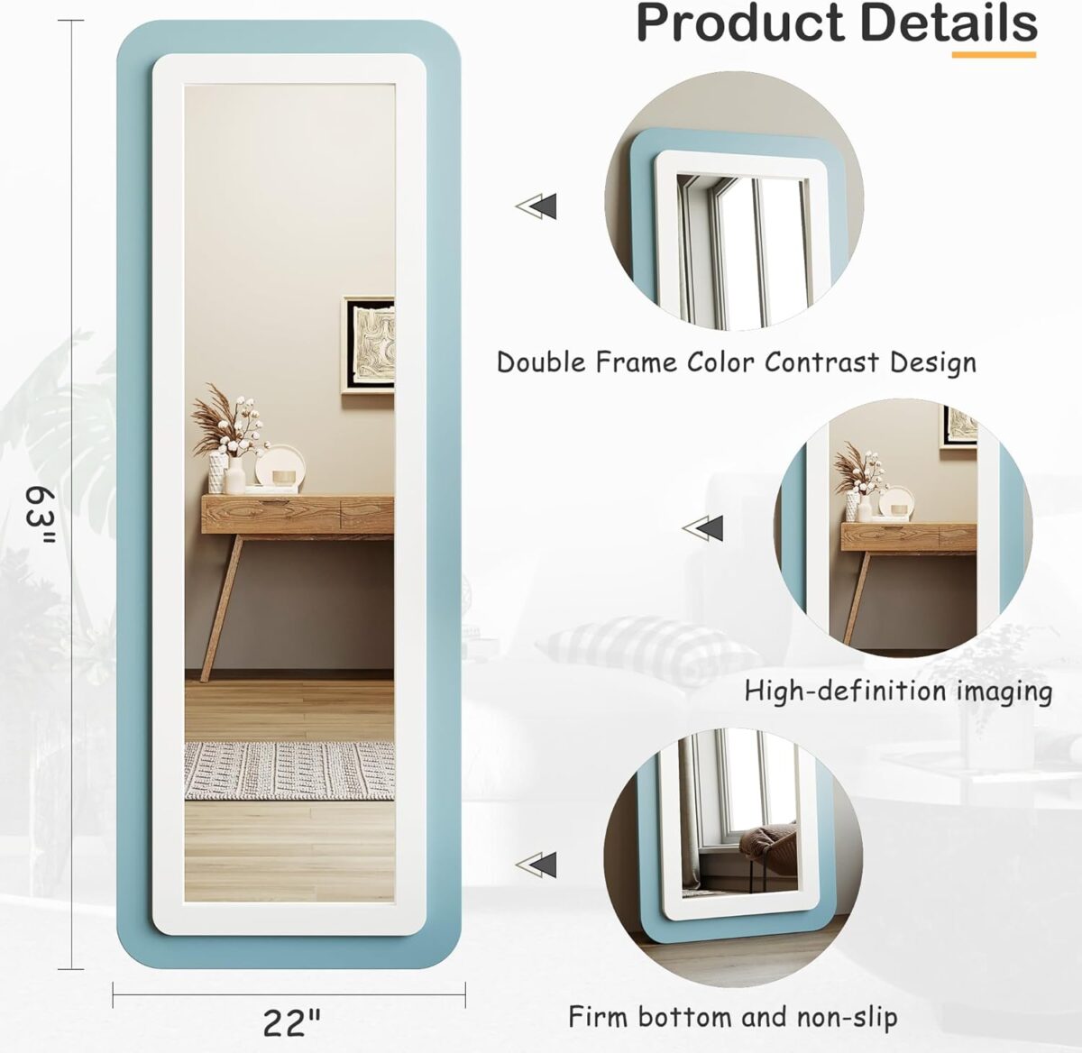 Honyee Full Length Mirror Rectangular Floor Mirror