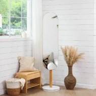 Flat Floor Mirror with Hooks For Clothes