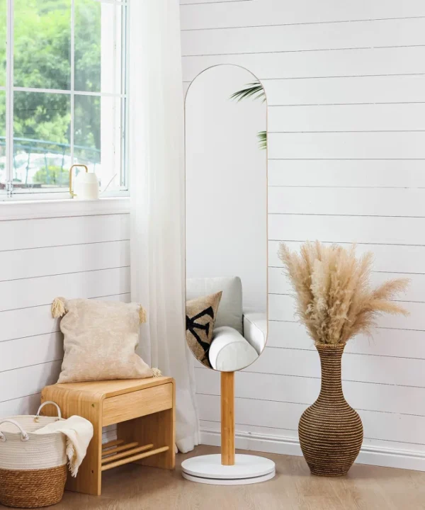 Flat Floor Mirror With hooks For Clothes'