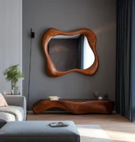 Ghost Wall Hanged Natural Wood Mirror