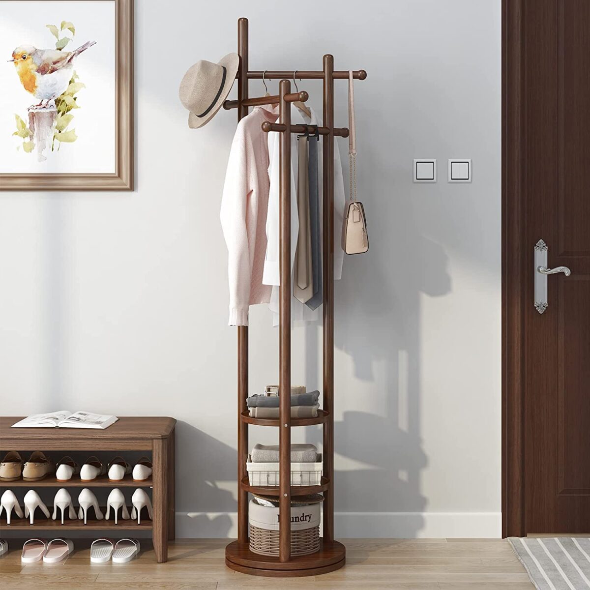 Woldars Wooden Coat Rack Freestanding (10)
