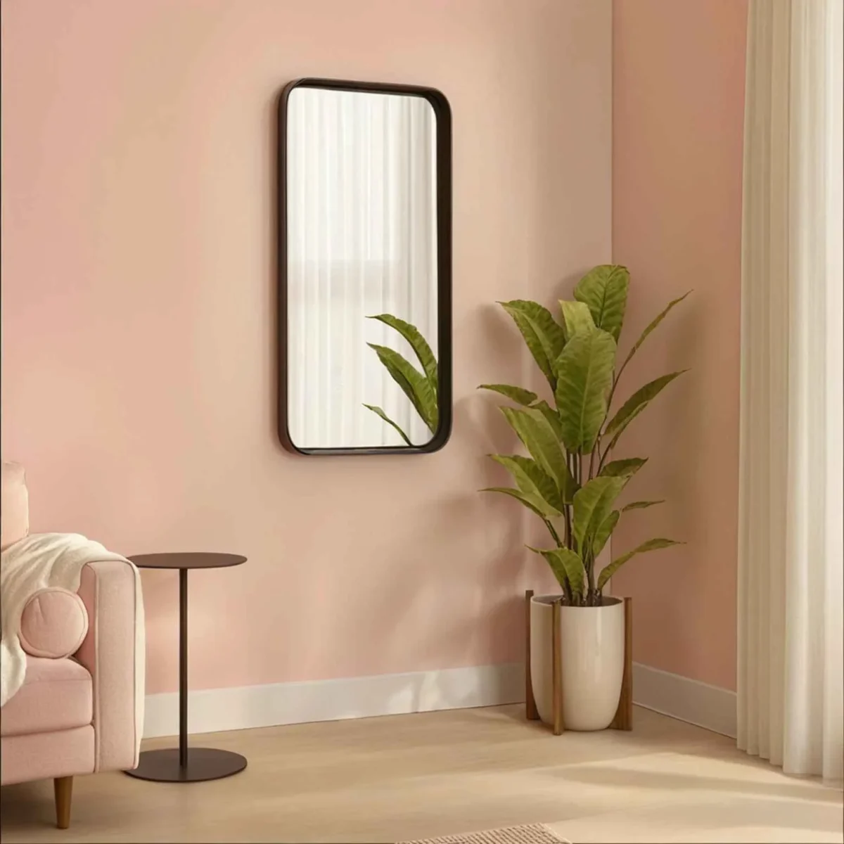 Aisa Rectangle Wood Wall Mirror أيسا مرايه مستطيله معلقه علي الحائط