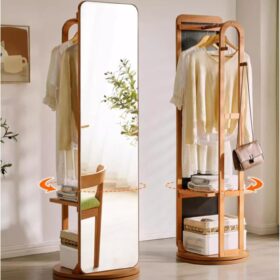 Flow Wooden Coat Rack 360° Rotating Full Body Mirror فلو شماعه ملابس بمرايا