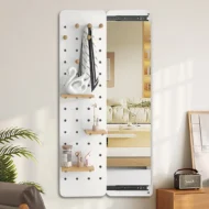 GlideMirror Pegboard – full-length sliding mirror with hidden pegboard and storage racks