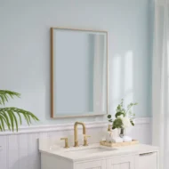 Recaa Modern LED Bathroom Mirror – Natural Wood Frame