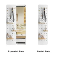 GlideMirror Pegboard – full-length sliding mirror with hidden pegboard and storage racks