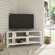 Corner TV Table – Natural Solid Wood, Space-Saving Modern Design