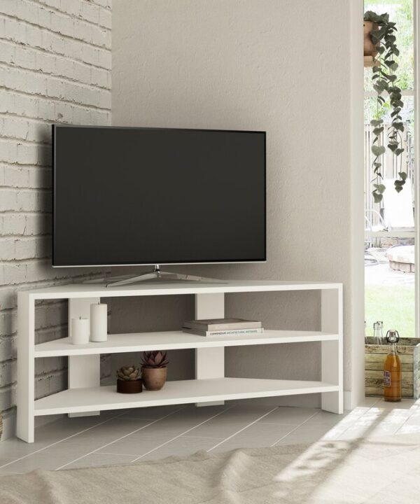Modern corner TV table made of natural solid wood