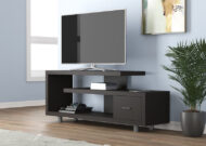 Modern Cappuccino Natural Wood TV Stand With Drawer