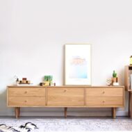 Scope TV Table - Modern Natural Wood with 4 Drawers
