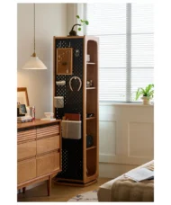 Rany Rotating Mirror Cabinet with Storage – Solid Wood & Metal Frame