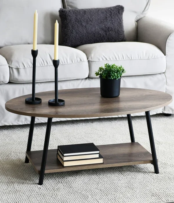 Ashwood Coffee Table – Minimalist Coffee Table with Black Metal Legs