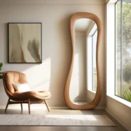 Lamita Asymmetrical Natural Wood Mirror